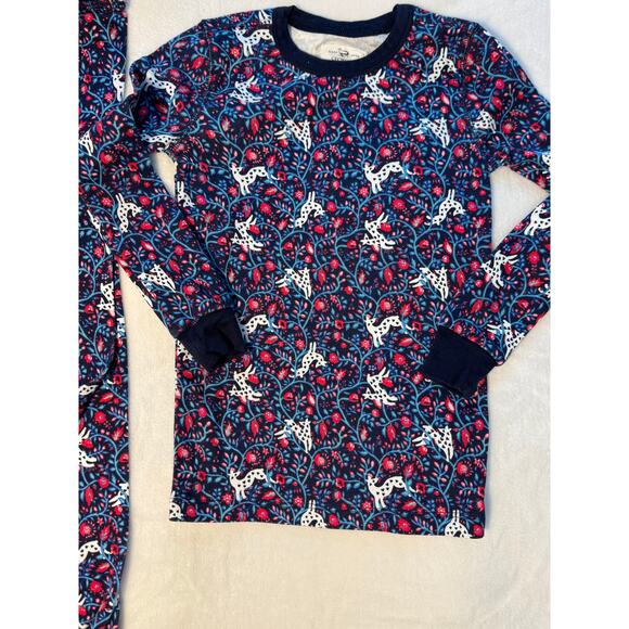 Crewcuts J Crew Girls Navy Holiday 2 piece PJs Long John Pajamas Snug Fit 7 - Picture 2 of 5